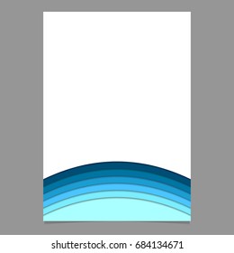 Abstract brochure template from blue curved stripes - vector document, page design with 3d shadow effect