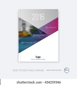 Abstract brochure template, cover design annual report, magazine, flyer, leaflet in A4 with triangles for business, technology in material design style with overlay effect. Vector.
