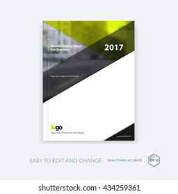 Abstract brochure template, cover design annual report, magazine, flyer, leaflet in A4 with triangles for business, technology in material design style with overlay effect. Vector.