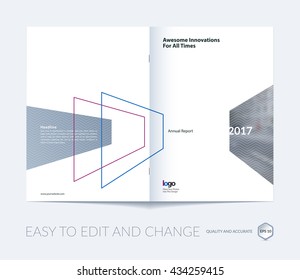 Abstract brochure template, cover design annual report, magazine, flyer, leaflet in A4 with grey shapes for business, technology in material design style with overlay effect. Vector.