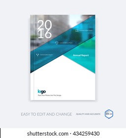 Abstract brochure template, cover design annual report, magazine, flyer, leaflet in A4 with blue triangles for business, technology in material design style with overlay effect. Vector.