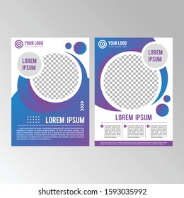 Abstract Brochure Template Design with Blue and Purple Gradient, Brochure in Vector Editable