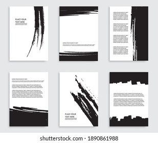 Abstract brochure template design set with brush stoke elements.