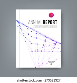 Abstract Brochure Template. Report, Flyer, Banner, Poster or Placard Design with Logo and Abstract Geometric Pattern. Lines and Dots. Social Network Concept.