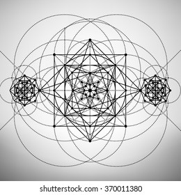 Abstract brochure template with sacred geometry drawing, Vector illustration.