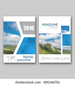 Abstract Brochure Template Of Travel Magazine, Cover Design Annual Report - Vector