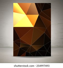 abstract brochure template with triangle, polygonal elements, vector illustration