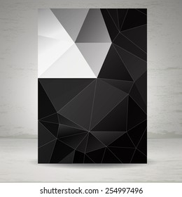 abstract brochure template with triangle, polygonal elements, vector illustration