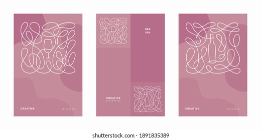 Abstract brochure with wine illustration. Corporate identity flyer. Vector set business presentation.