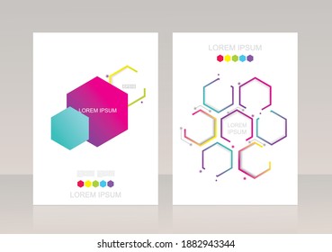 Abstract brochures design with bright geometry elements.