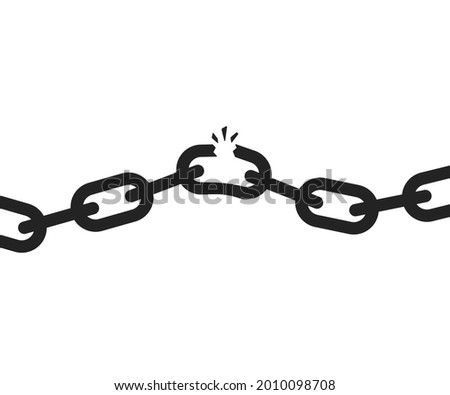 abstract broken chain like failure connection. flat simple trend modern graphic lock and unlock design element isolated on white background. concept of end of the relationship and jail or prison break