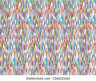 Abstract broken colorful striped pattern. Seamless red, pink, blue and yellow color irregular stripe geometric pattern.