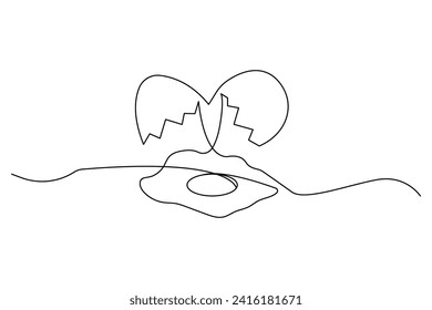 Abstract broken egg. Egg shell, continuous one line icon. Vector illustration. EPS 10.