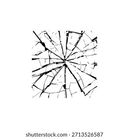 Ilustração de efeito de rachadura de vidro quebrado abstrato, ideal para conceitos de danos, avisos de perigo, fundos dramáticos e efeitos visuais criativos.
