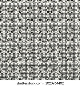 Abstract Broken Grid Graphic Motif Checked Textured Background. Seamless Pattern.