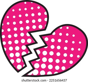 Abstract broken heart elements shape design comic pop art style