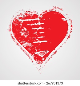 Abstract Broken Heart in Grunge Style. Romantic, Love Background.  Vector Illustration. 