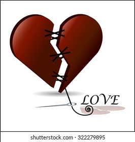 Abstract broken heart. Illustration vector design.