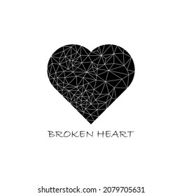 Abstraktes Broken Herz Logo Design mit gebrochenem Glas. Vektorgrafik