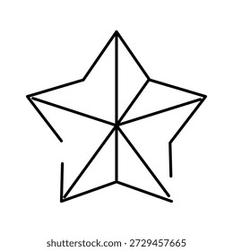 Estrella Abstractas de la línea quebrada que forma un contorno geométrico incompleto en negro sobre blanco, icono minimalista que sugiere el progreso, la medida, la evaluación, el crecimiento y los conceptos modernos del diseño
