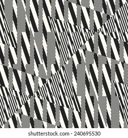 Abstract broken refracted striped textured geometric seamless pattern. Vector.