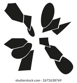 Abstract broken shapes. Geometric puzzle elements. Vector minimalist illustration. Black and white concept. EPS 10.