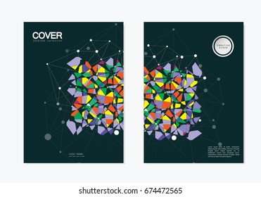 Abstract Broken stained glass background. Vector colored elements.