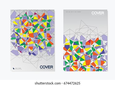 Abstract Broken stained glass background. Vector colored elements.