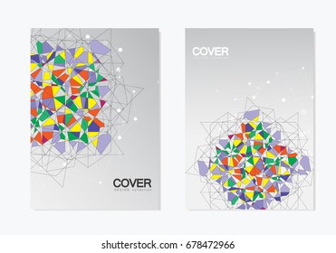 Abstract Broken stained glass background. Vector colored elements.