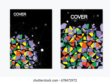 Abstract Broken stained glass background. Vector colored elements.