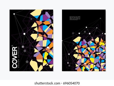 Abstract Broken stained glass background. Vector colored elements.