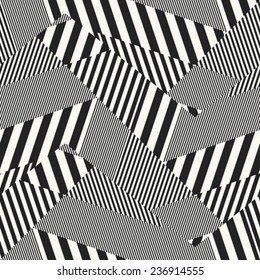 Abstract broken striped textured geometric seamless pattern. Vector.
