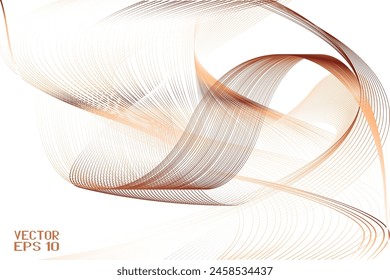 Abstract Bronze and Brown Pattern with Waves. Striped Linear Texture. Vector. 3D Illustration