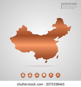 Resumen de bronce Estilo de gradiente de metal de cobre Mapa del vector de China Ilustración.