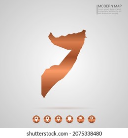 Resumen de bronce Estilo de gradiente de cobre metálico Mapa de vector Somalia Ilustración.