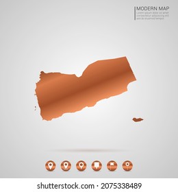 Resumen de bronce Estilo de gradiente de cobre de metal Mapa de la ilustración vectorial de Yemen.
