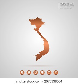Abstract bronze Copper Metal gradient style Map of Vietnam vector Illustration.