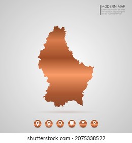 Abstract bronze Copper Metal gradient style Map of Luxembourg vector Illustration.