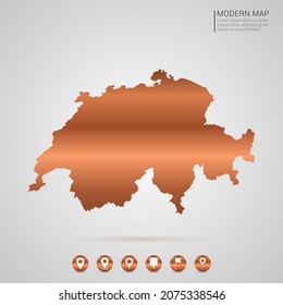Resumen de bronce Estilo de gradiente de metal de cobre Mapa del vector de Suiza Ilustración.