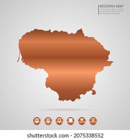 Abstract bronze Copper Metal gradient style Map of Lithuania vector Illustration.