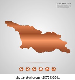 Abstract bronze Copper Metal gradient style Map of Georgia vector Illustration.