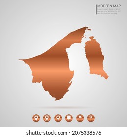 Abstract bronze Copper Metal gradient style Map of Brunei vector Illustration.
