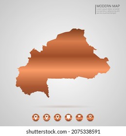 Resumen de bronce Estilo gradiente de cobre metal Mapa del vector Burkina Faso Ilustración.