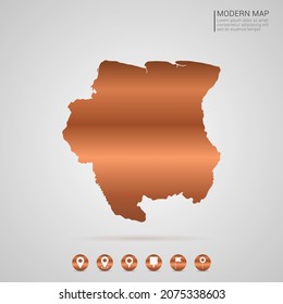 Resumen de bronce Estilo de gradiente de metal de cobre Mapa de la ilustración vectorial de Surinam.