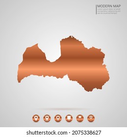 Abstract bronze Copper Metal gradient style Map of Latvia vector Illustration.