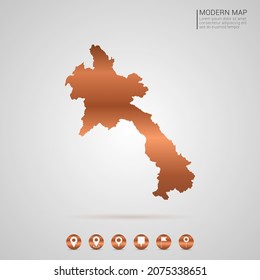 Abstract bronze Copper Metal gradient style Map of Laos vector Illustration.