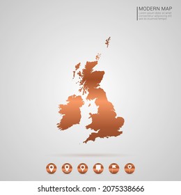 Abstract bronze Copper Metal gradient style Map of United Kingdom (UK) vector Illustration.