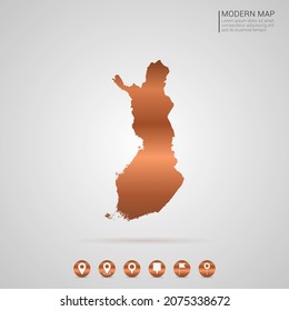 Abstrakte Bronze Kupfer Metal Farbverlauf-Karte von Finnland Vektorgrafik.