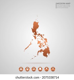 Resumen de bronce Estilo de gradiente de cobre de metal Mapa de la ilustración vectorial de Filipinas.