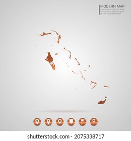 Abstract bronze Copper Metal gradient style Map of The Bahamas vector Illustration.